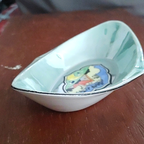 VTG Dish Noritake small turquoise lustreware handpainted dish made in Japan - Picture 4 of 5